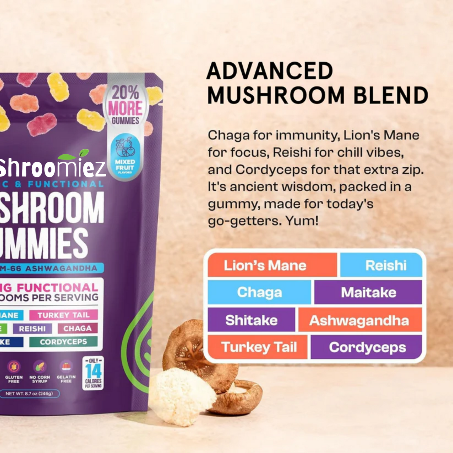 Nutrashroomiez: Mushroom Gummies with Ashwagandha